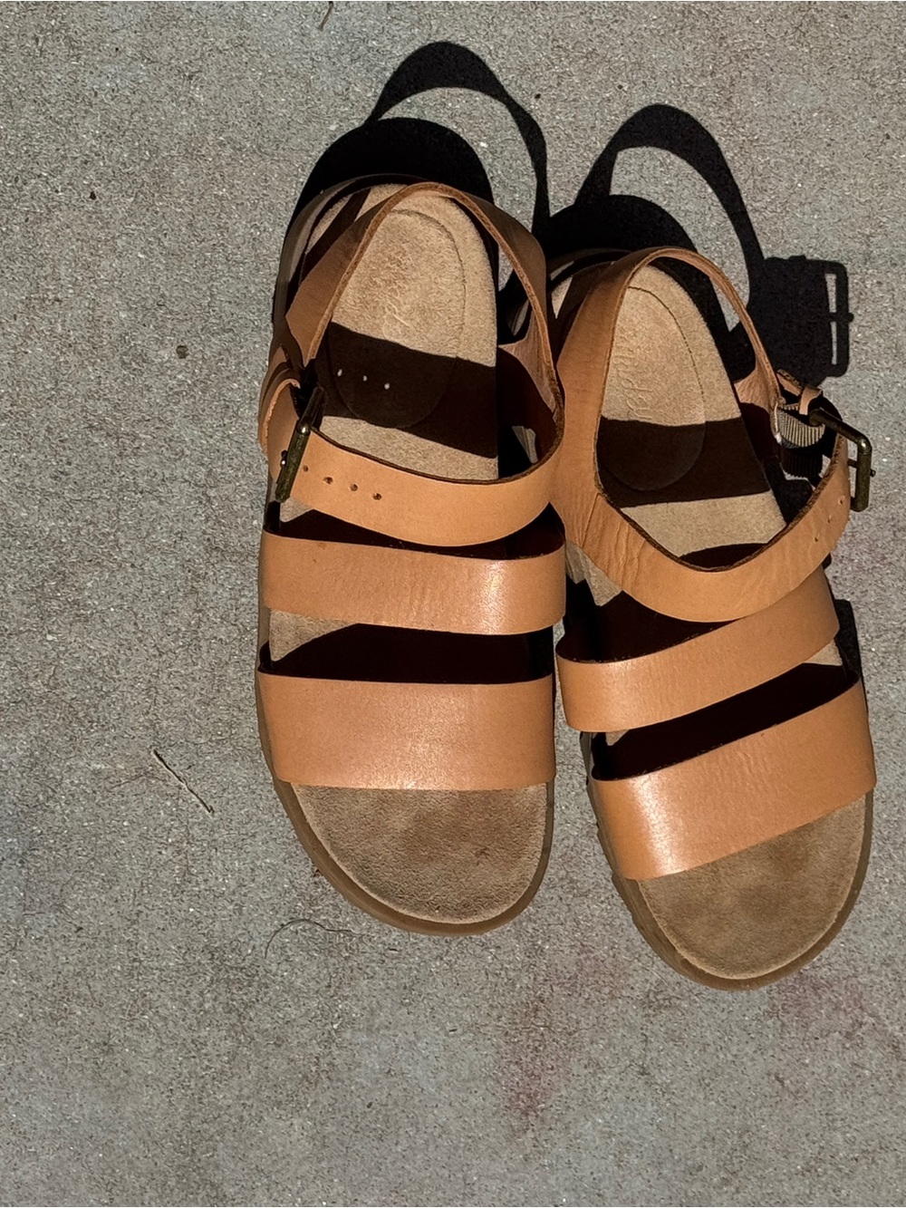 Madewell Women’s Tan Leather Strappy Comfort Sandals 6